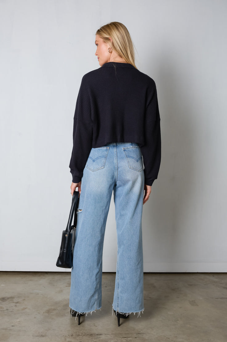 Top in maglia a nido d'ape Willa