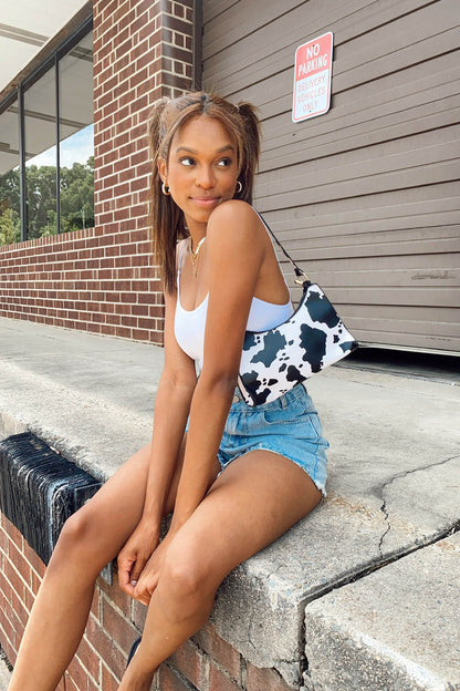 Borsa con stampa mucca