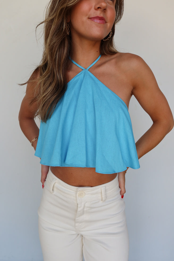 Top con scollo all'americana a mezza luna