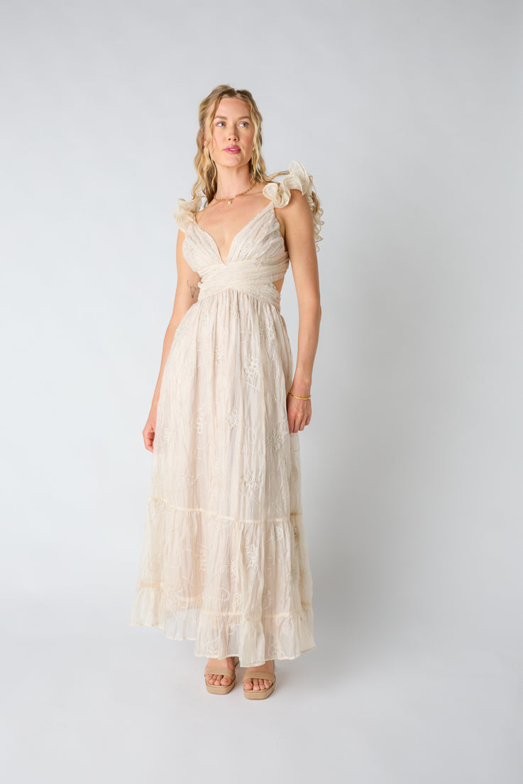 Abito lungo con champagne da sorseggiare