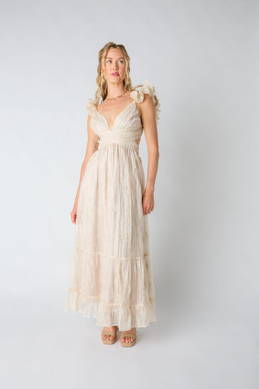 Abito lungo con champagne da sorseggiare