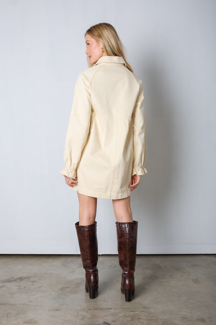 Abito in denim color crema e zucchero