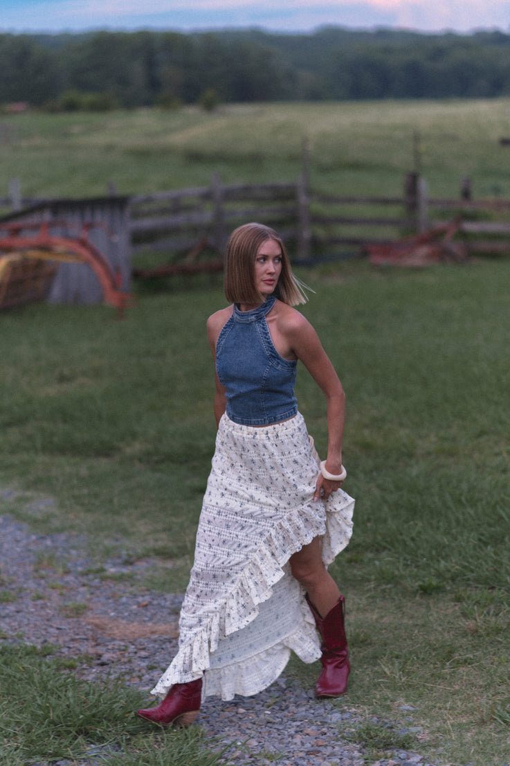 Gonna con cuffia blu