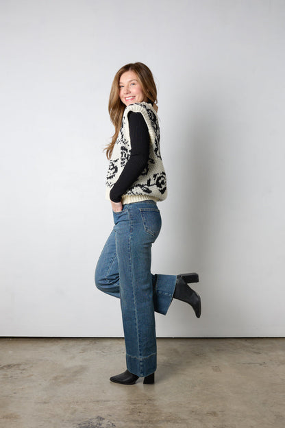 Gilet con motivo a rosa inglese