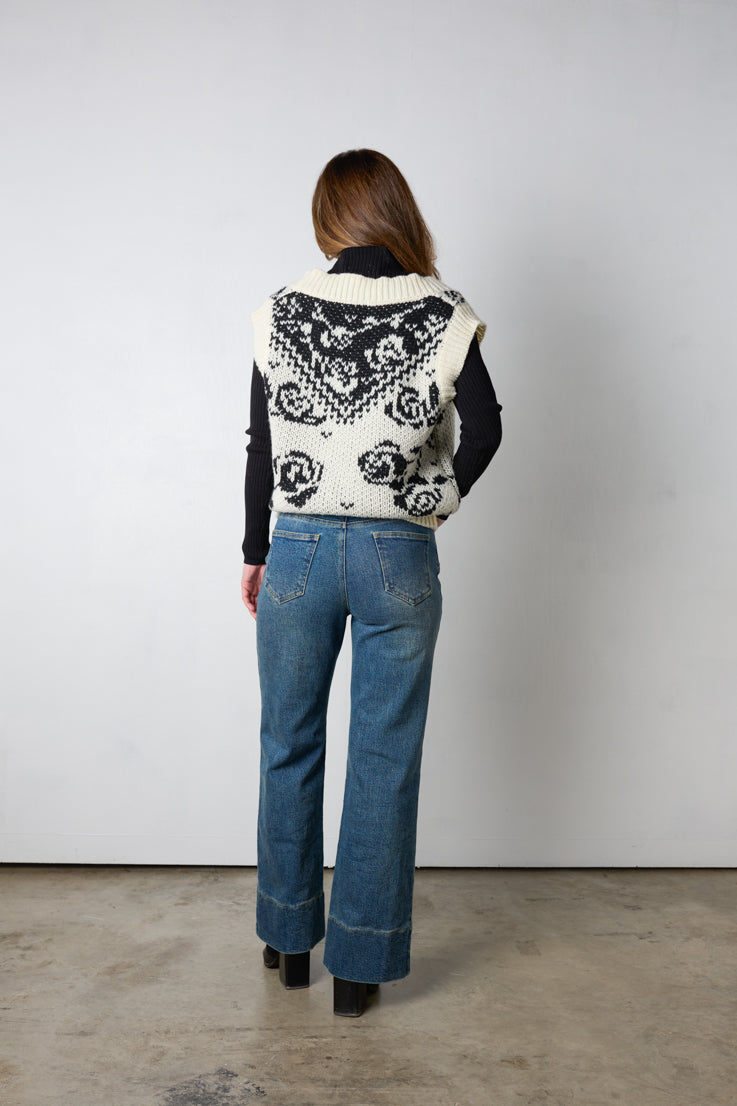 Gilet con motivo a rosa inglese