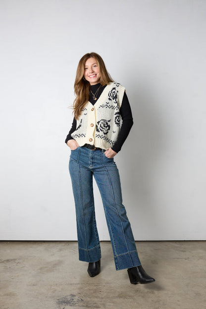 Gilet con motivo a rosa inglese