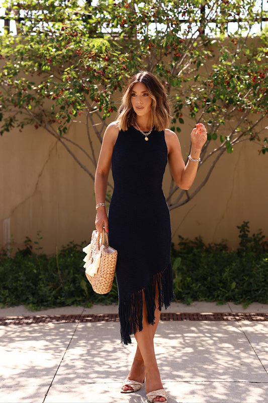 Sull'abito con frange