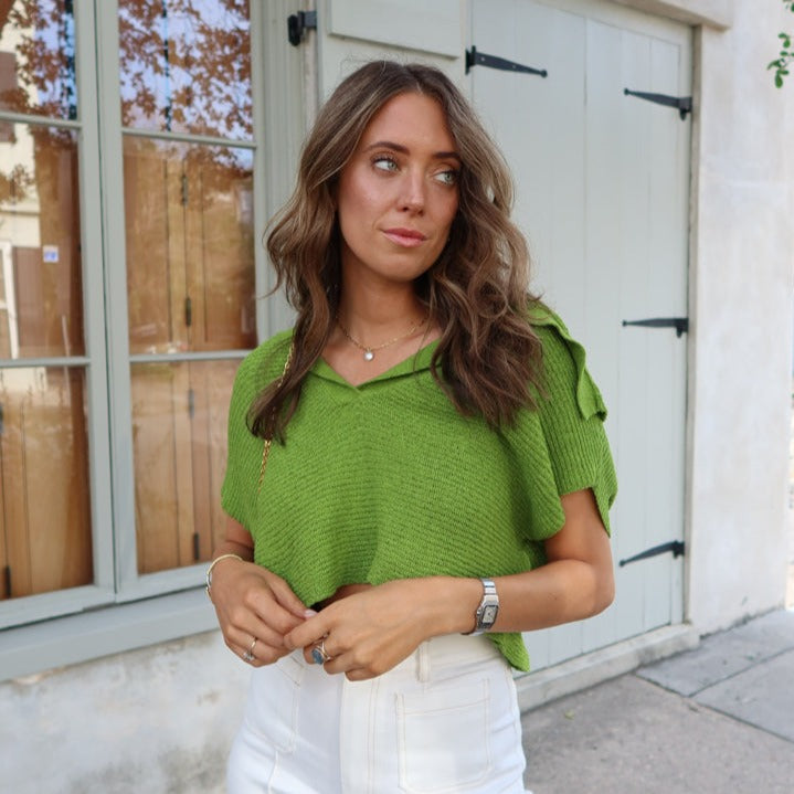 Top con colletto in cady