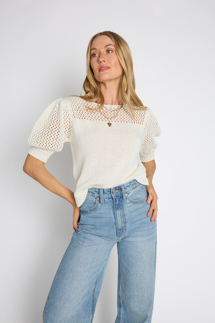 Maglione di tela bianca