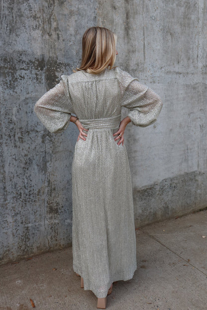 Abito lungo con fodera argentata