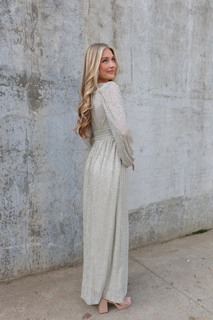 Abito lungo con fodera argentata